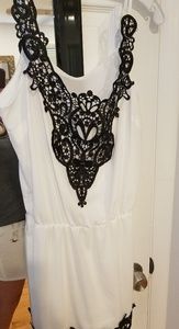 New size M sexy white dress with black lace trim